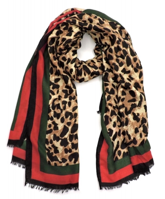 Leopard Multi Stripe Scarf LS803S